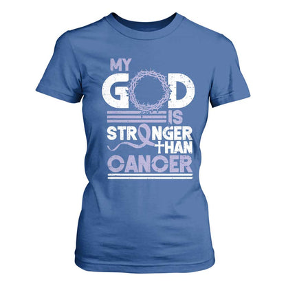 All Cancer Support T Shirt For Women My God Is Stronger Than Cancer Lavender Ribbon