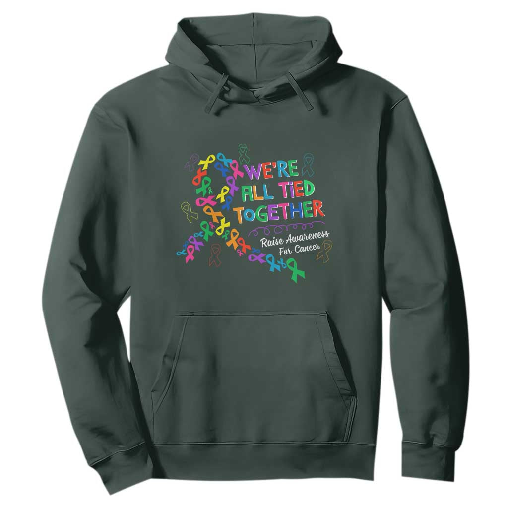 All Cancer Support Hoodie We're All Tied Together Raise Fight Cancer Ribbons