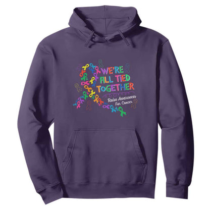 All Cancer Support Hoodie We're All Tied Together Raise Fight Cancer Ribbons