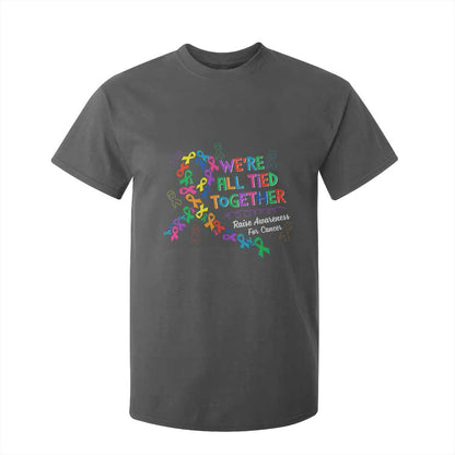 All Cancer Support T Shirt For Kid We're All Tied Together Raise Fight Cancer Ribbons