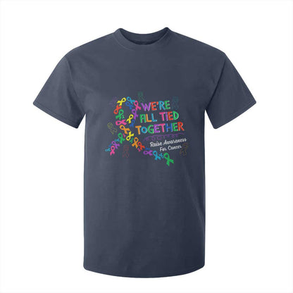 All Cancer Support T Shirt For Kid We're All Tied Together Raise Fight Cancer Ribbons