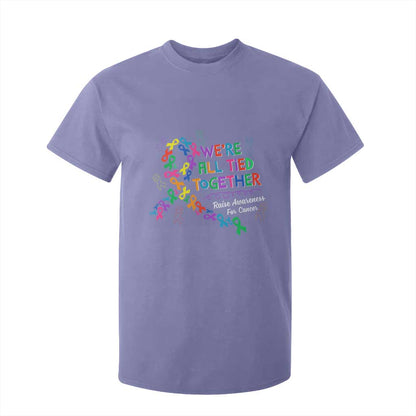 All Cancer Support T Shirt For Kid We're All Tied Together Raise Fight Cancer Ribbons
