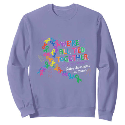 All Cancer Support Sweatshirt We're All Tied Together Raise Fight Cancer Ribbons