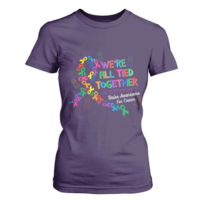 All Cancer Support T Shirt For Women We're All Tied Together Raise Fight Cancer Ribbons