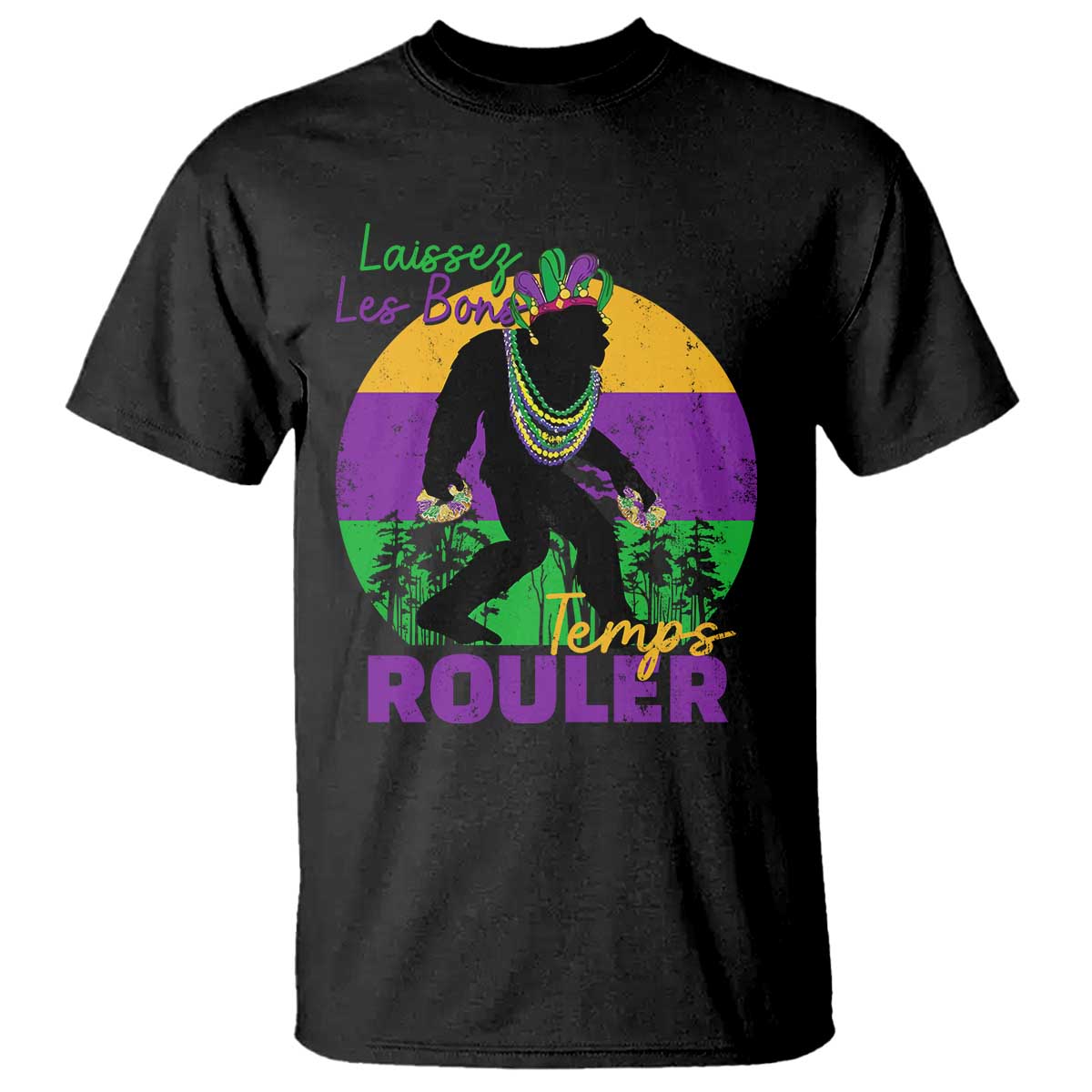 funny-bigfoot-mardi-gras-t-shirt-laissez-les-bons-temps-rouler-bald-cypress