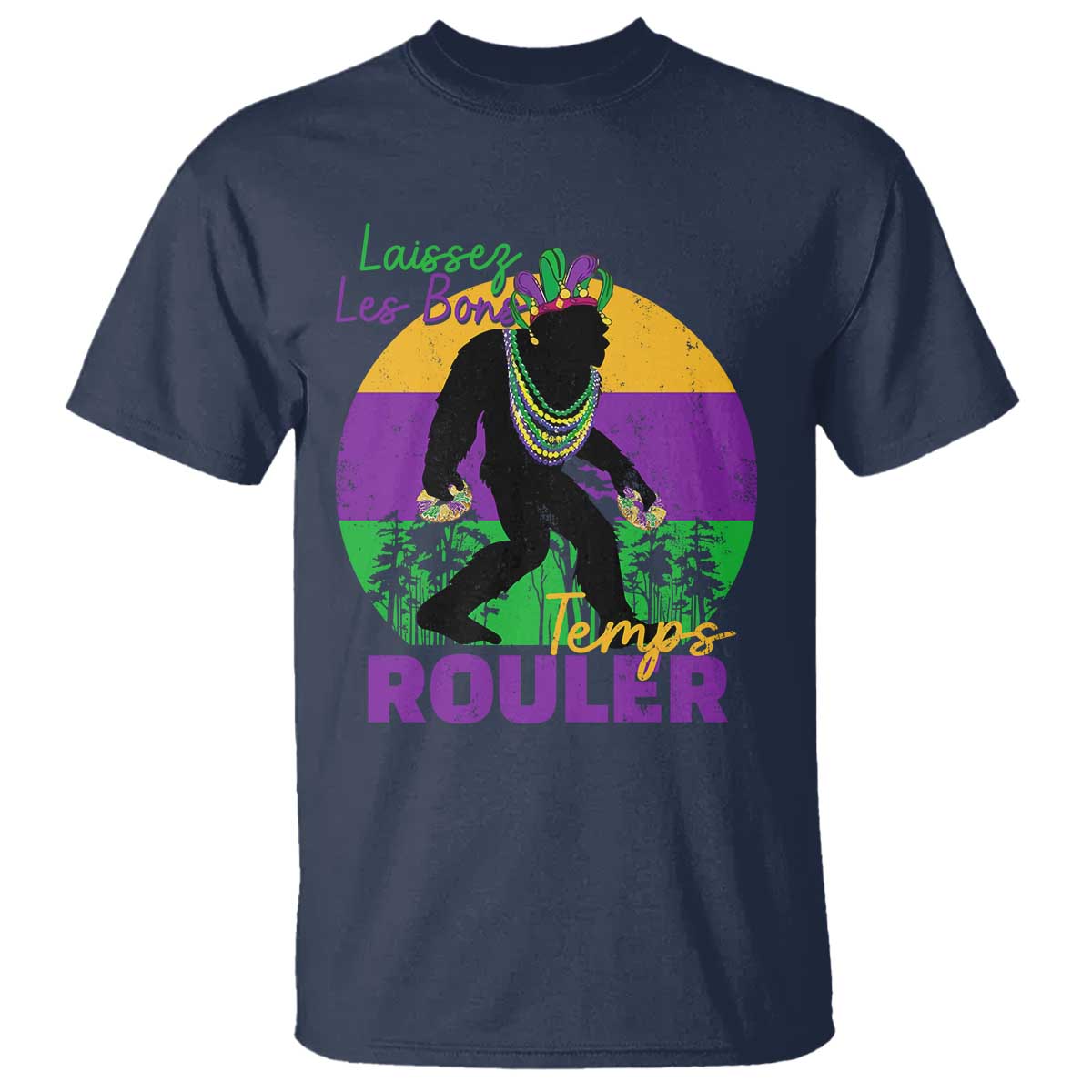 funny-bigfoot-mardi-gras-t-shirt-laissez-les-bons-temps-rouler-bald-cypress