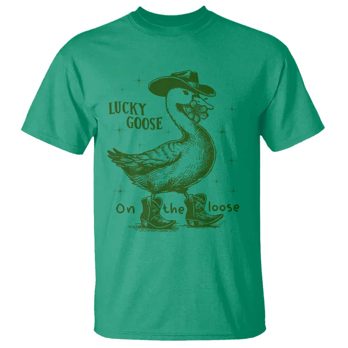 funny-st-patricks-day-lucky-goose-on-the-loose-t-shirt-cowboy-goose-shamrock