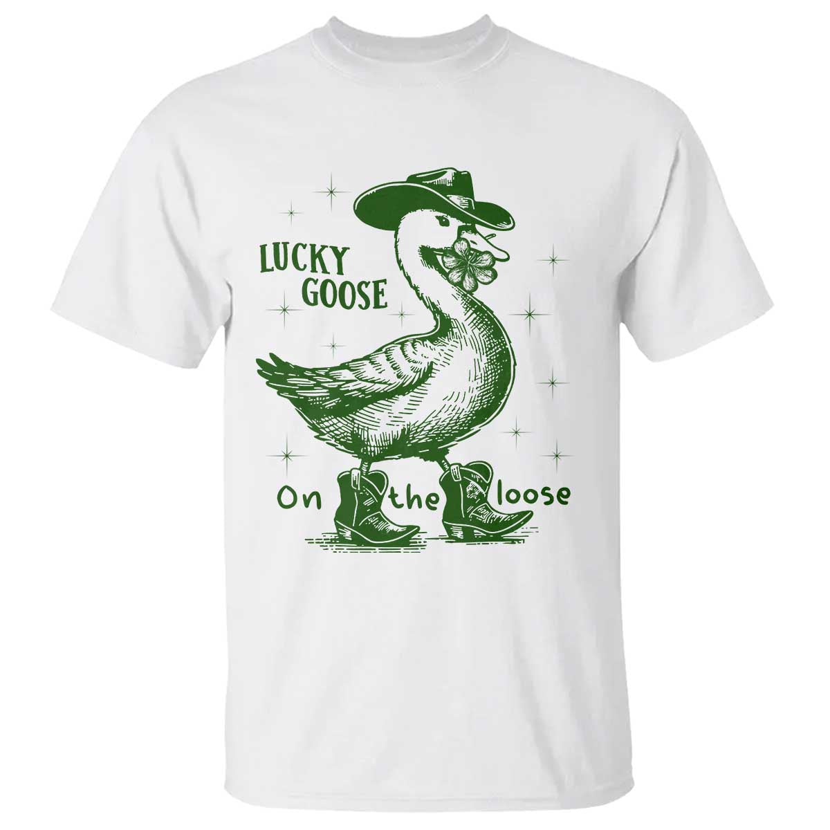funny-st-patricks-day-lucky-goose-on-the-loose-t-shirt-cowboy-goose-shamrock