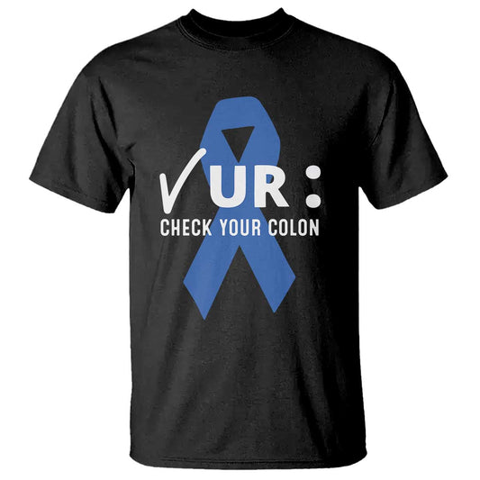 funny-check-your-colon-colorectal-cancer-awareness-t-shirt-dark-blue-ribbon