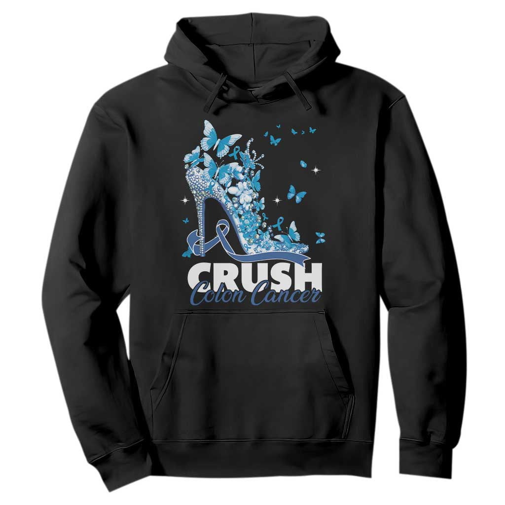 Crush Colon Cancer Hoodie Colorectal Cancer Support Bling Blue Ribbon High Heel