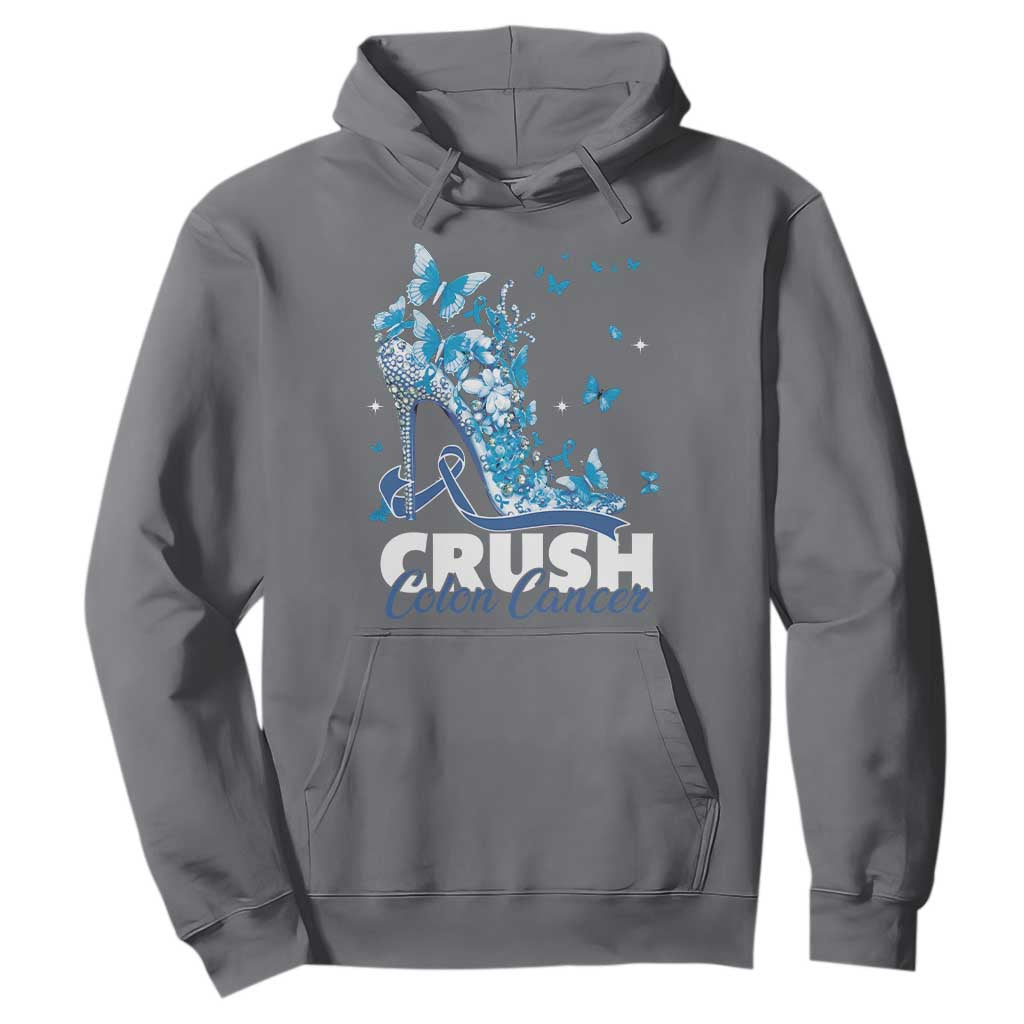 Crush Colon Cancer Hoodie Colorectal Cancer Support Bling Blue Ribbon High Heel