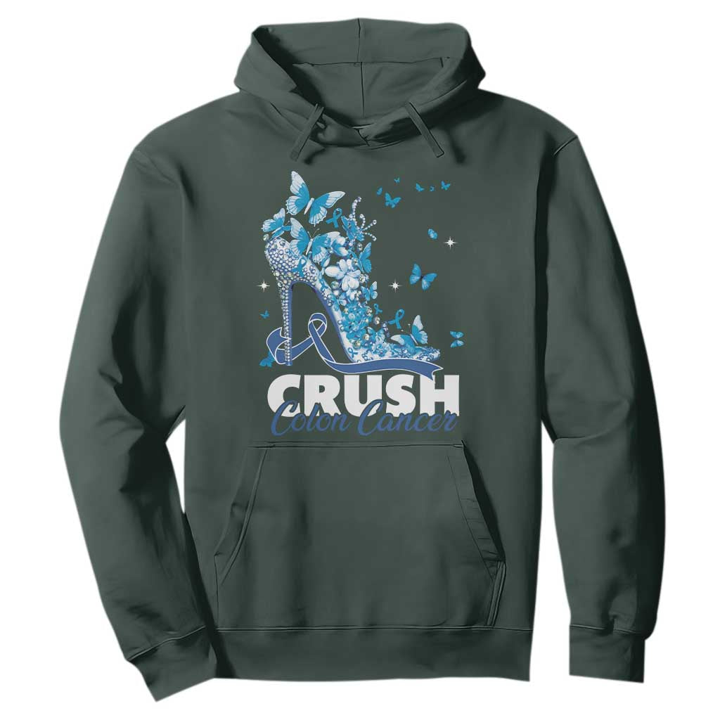 Crush Colon Cancer Hoodie Colorectal Cancer Support Bling Blue Ribbon High Heel