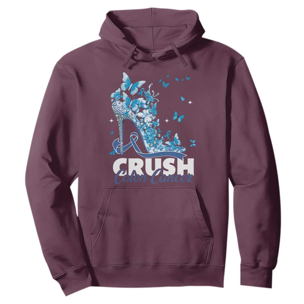 Crush Colon Cancer Hoodie Colorectal Cancer Support Bling Blue Ribbon High Heel
