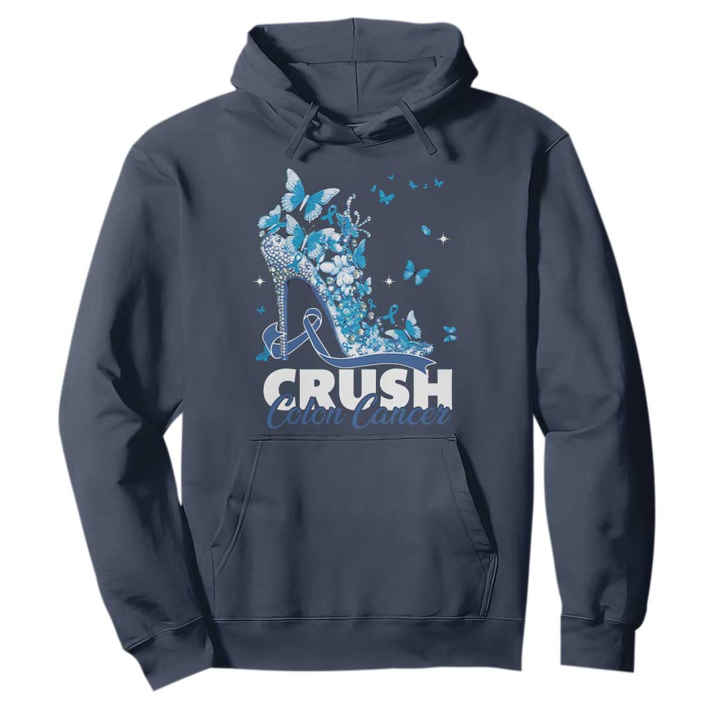 Crush Colon Cancer Hoodie Colorectal Cancer Support Bling Blue Ribbon High Heel