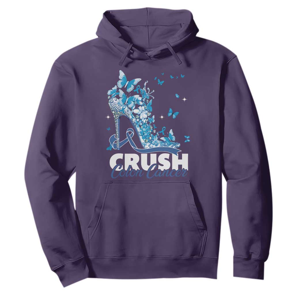 Crush Colon Cancer Hoodie Colorectal Cancer Support Bling Blue Ribbon High Heel