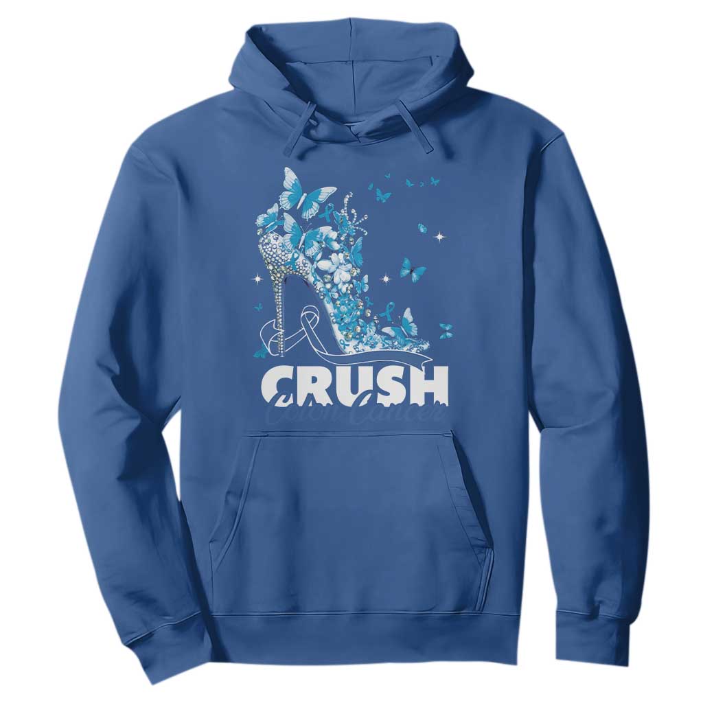 Crush Colon Cancer Hoodie Colorectal Cancer Support Bling Blue Ribbon High Heel