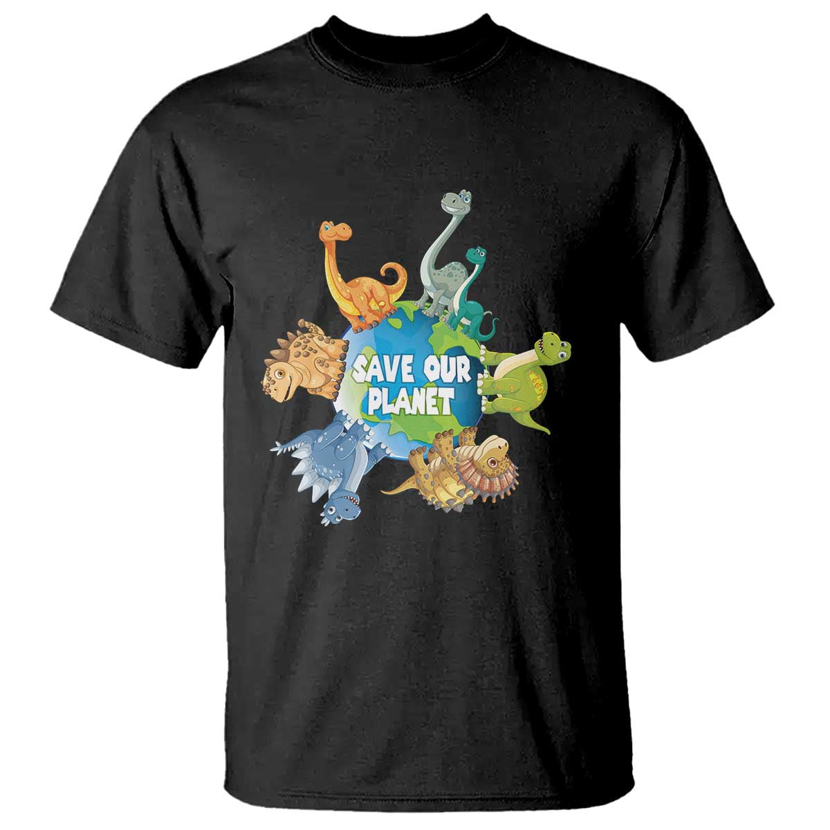earth-day-save-our-planet-t-shirt-cute-dinosaurs-around-world
