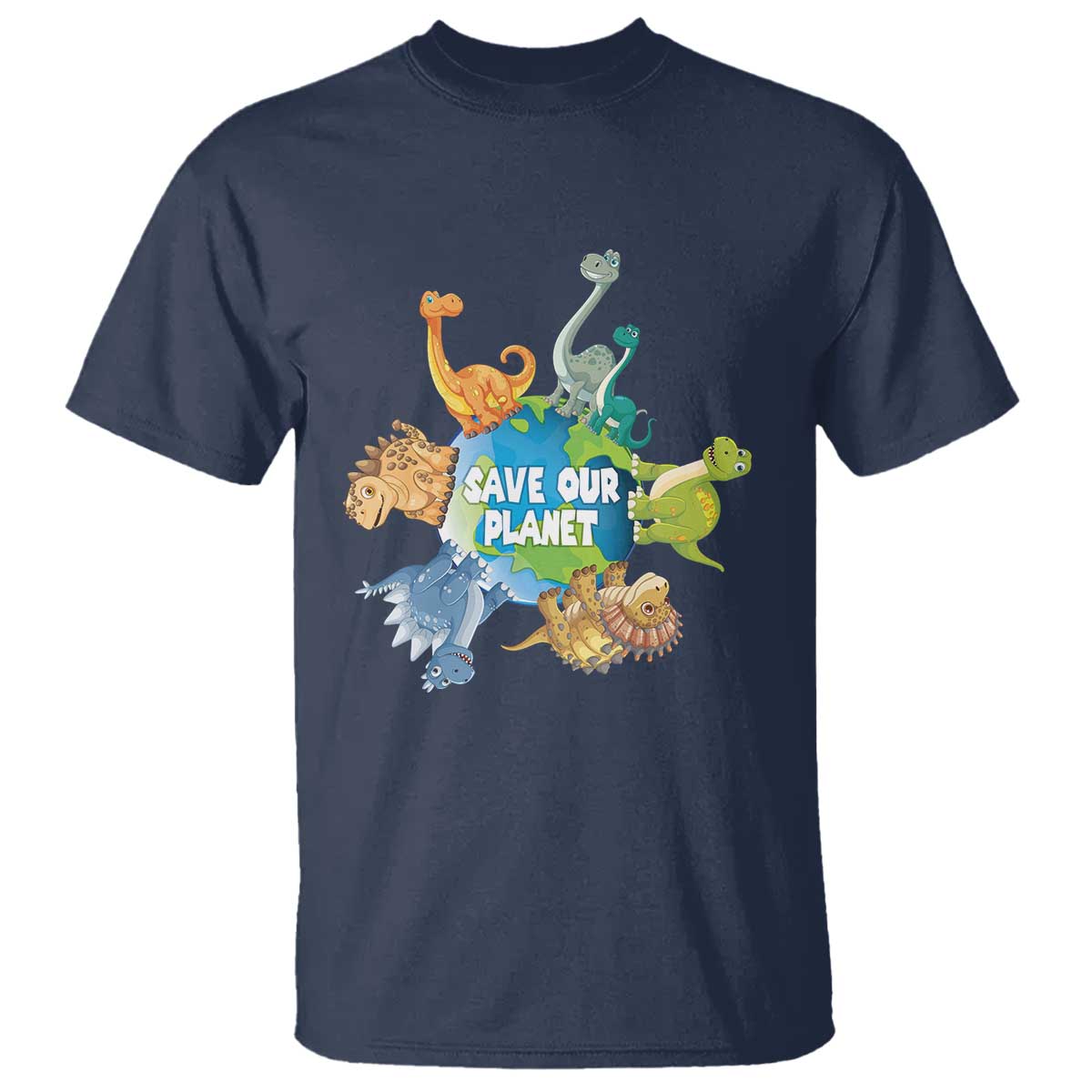 earth-day-save-our-planet-t-shirt-cute-dinosaurs-around-world