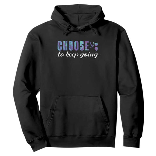 Suicide Prevention Support Hoodie Choose To Keep Going Semicolon Birds