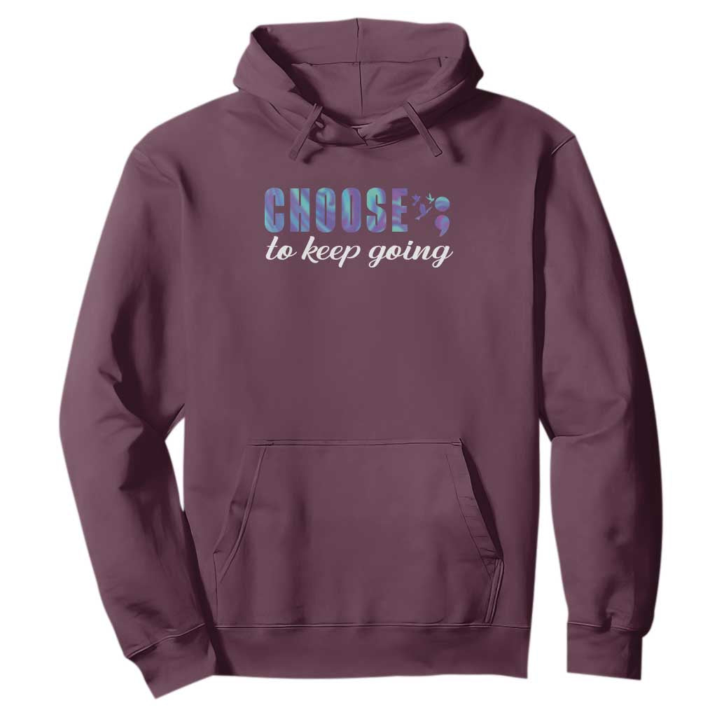 Suicide Prevention Support Hoodie Choose To Keep Going Semicolon Birds