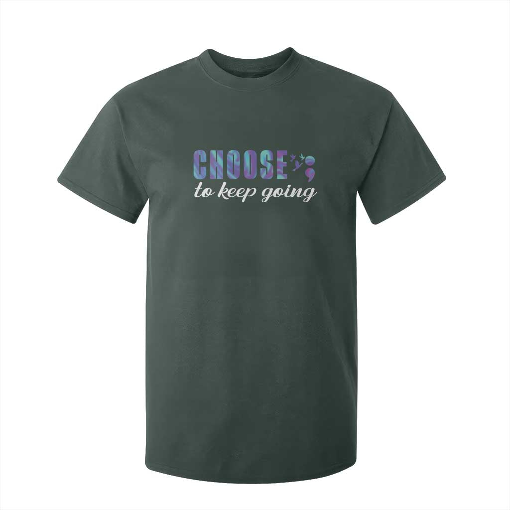 Suicide Prevention Support T Shirt For Kid Choose To Keep Going Semicolon Birds
