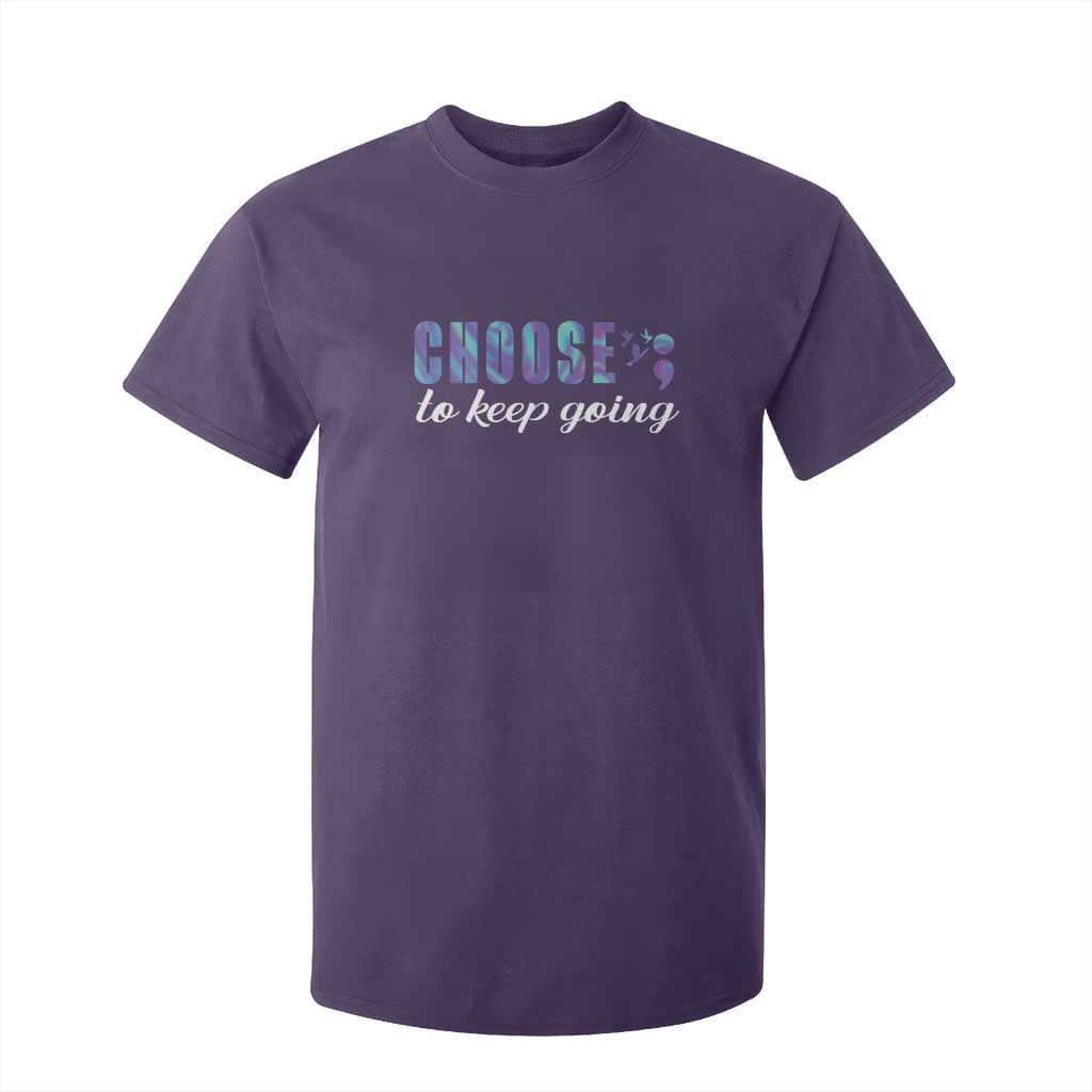 Suicide Prevention Support T Shirt For Kid Choose To Keep Going Semicolon Birds