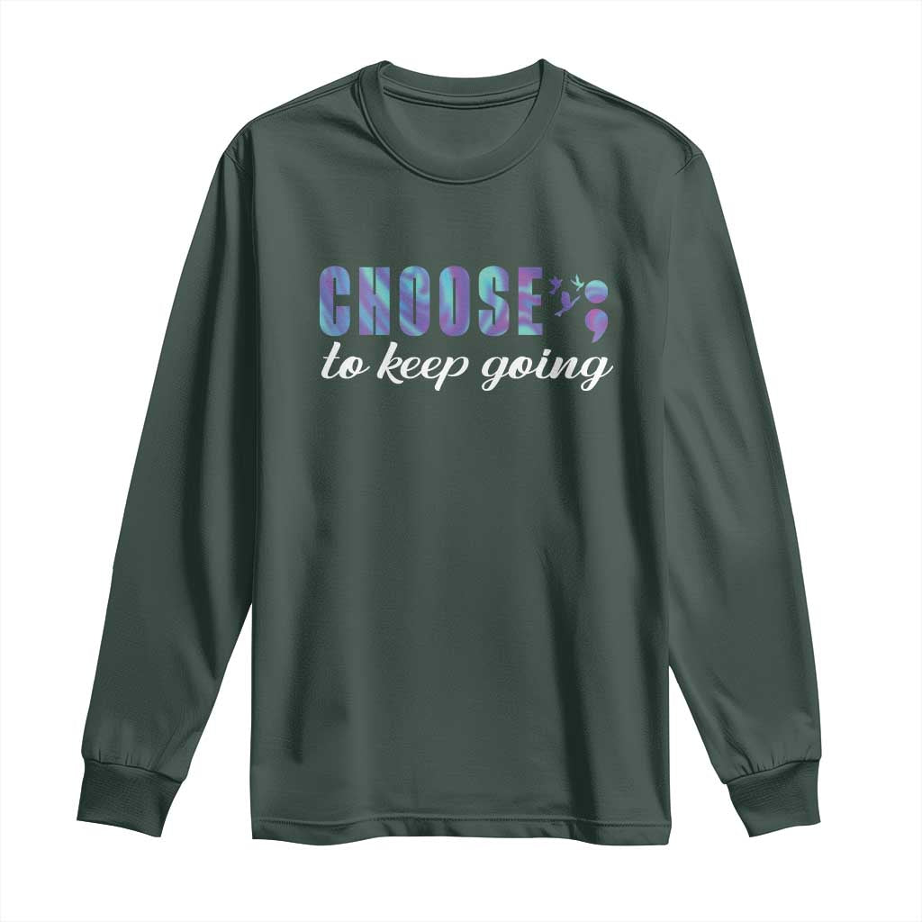 Suicide Prevention Support Long Sleeve Shirt Choose To Keep Going Semicolon Birds