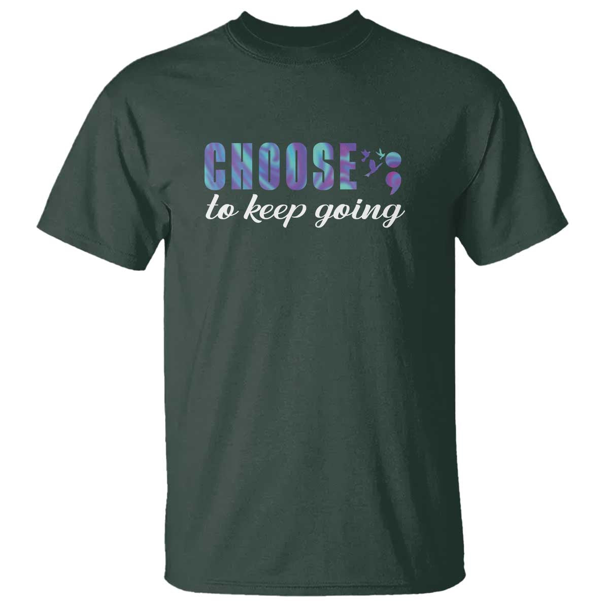 Suicide Prevention Support T Shirt Choose To Keep Going Semicolon Birds