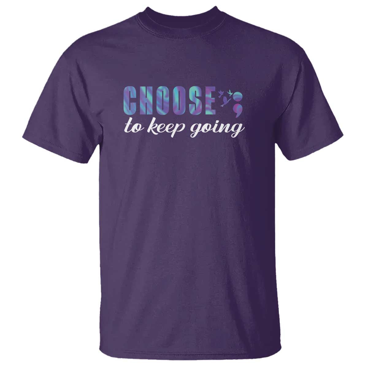 Suicide Prevention Support T Shirt Choose To Keep Going Semicolon Birds