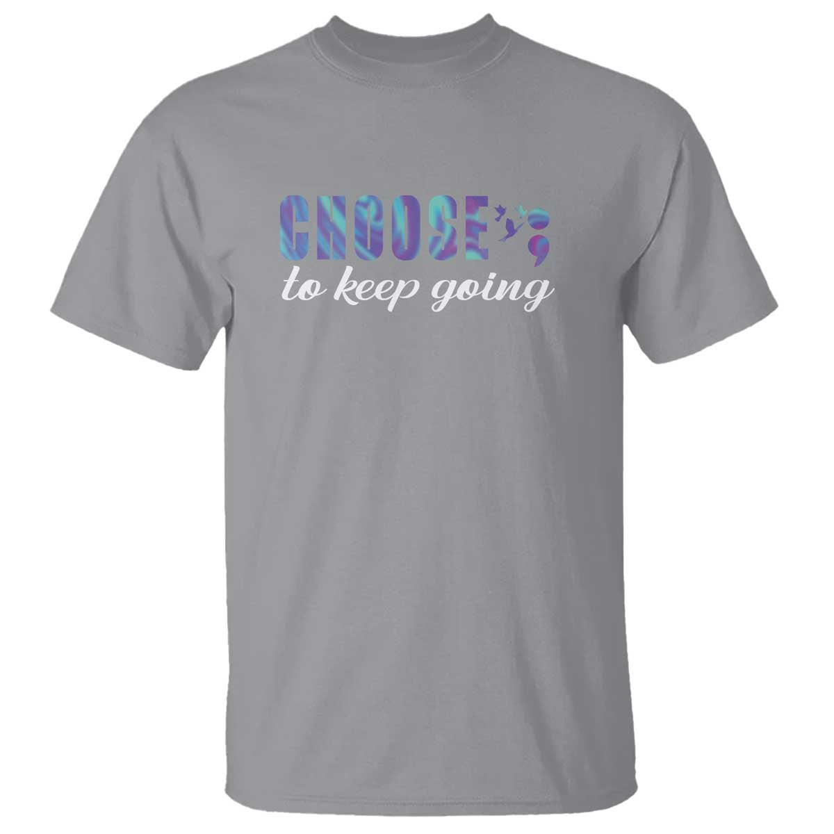 Suicide Prevention Support T Shirt Choose To Keep Going Semicolon Birds