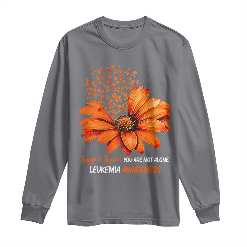 Leukemia Support Squad You Are Not Alone Long Sleeve Shirt Orange Sunflower Ribbon