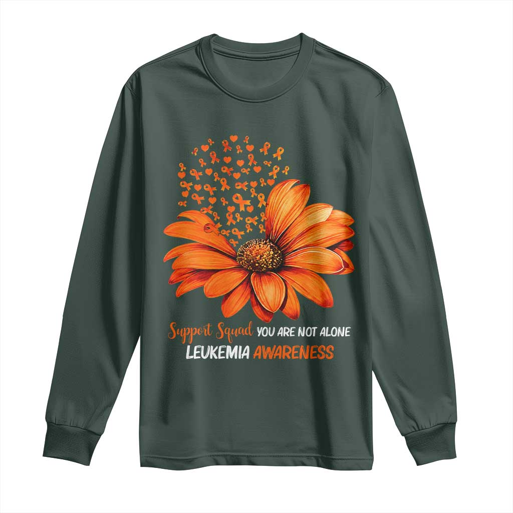Leukemia Support Squad You Are Not Alone Long Sleeve Shirt Orange Sunflower Ribbon