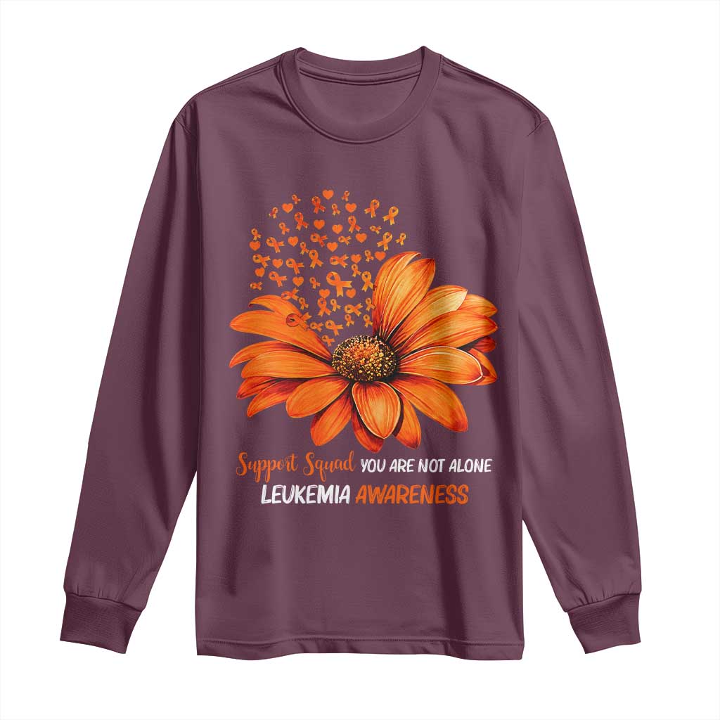 Leukemia Support Squad You Are Not Alone Long Sleeve Shirt Orange Sunflower Ribbon