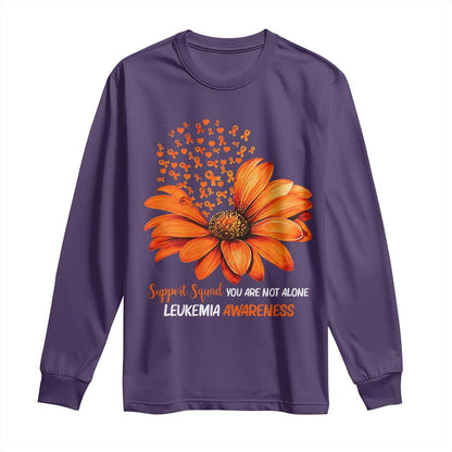 Leukemia Support Squad You Are Not Alone Long Sleeve Shirt Orange Sunflower Ribbon