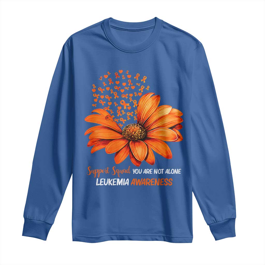 Leukemia Support Squad You Are Not Alone Long Sleeve Shirt Orange Sunflower Ribbon