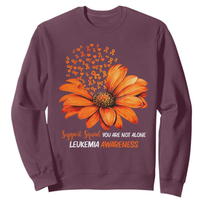 Leukemia Support Squad You Are Not Alone Sweatshirt Orange Sunflower Ribbon