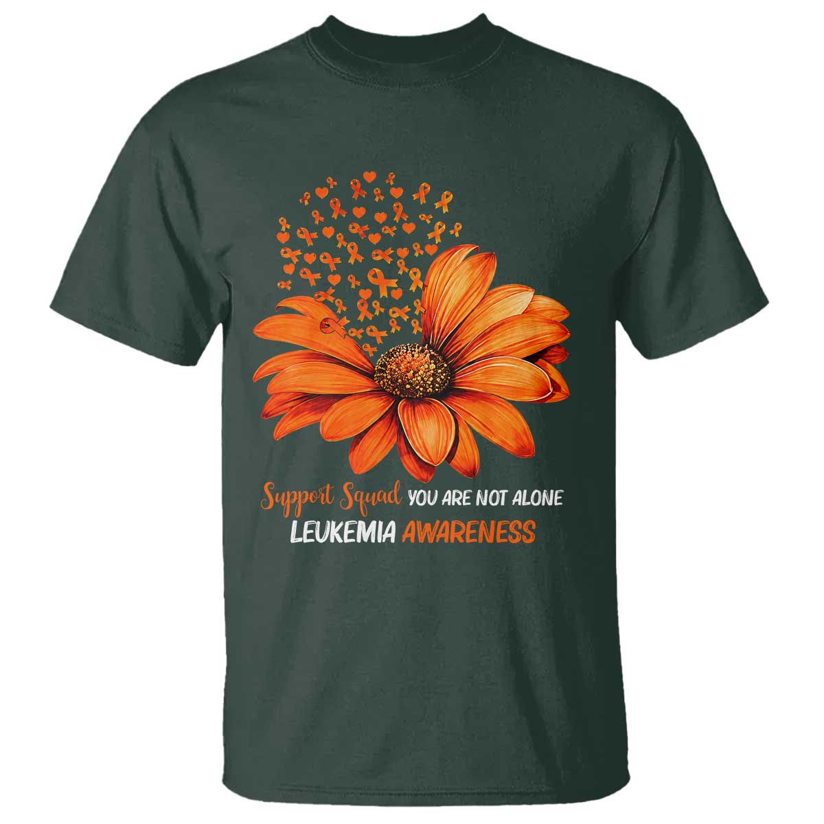 Leukemia Support Squad You Are Not Alone T Shirt Orange Sunflower Ribbon