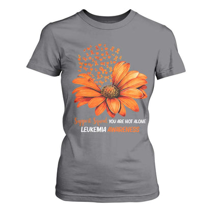 Leukemia Support Squad You Are Not Alone T Shirt For Women Orange Sunflower Ribbon