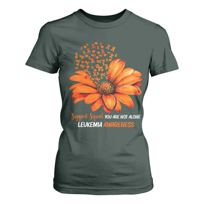 Leukemia Support Squad You Are Not Alone T Shirt For Women Orange Sunflower Ribbon