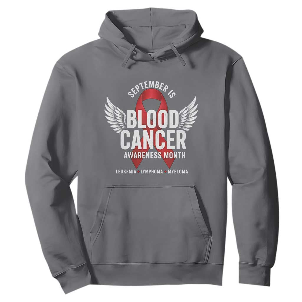 September Is Blood Cancer Support Month Hoodie Leukemia Lymphoma Myeloma Red Ribbon