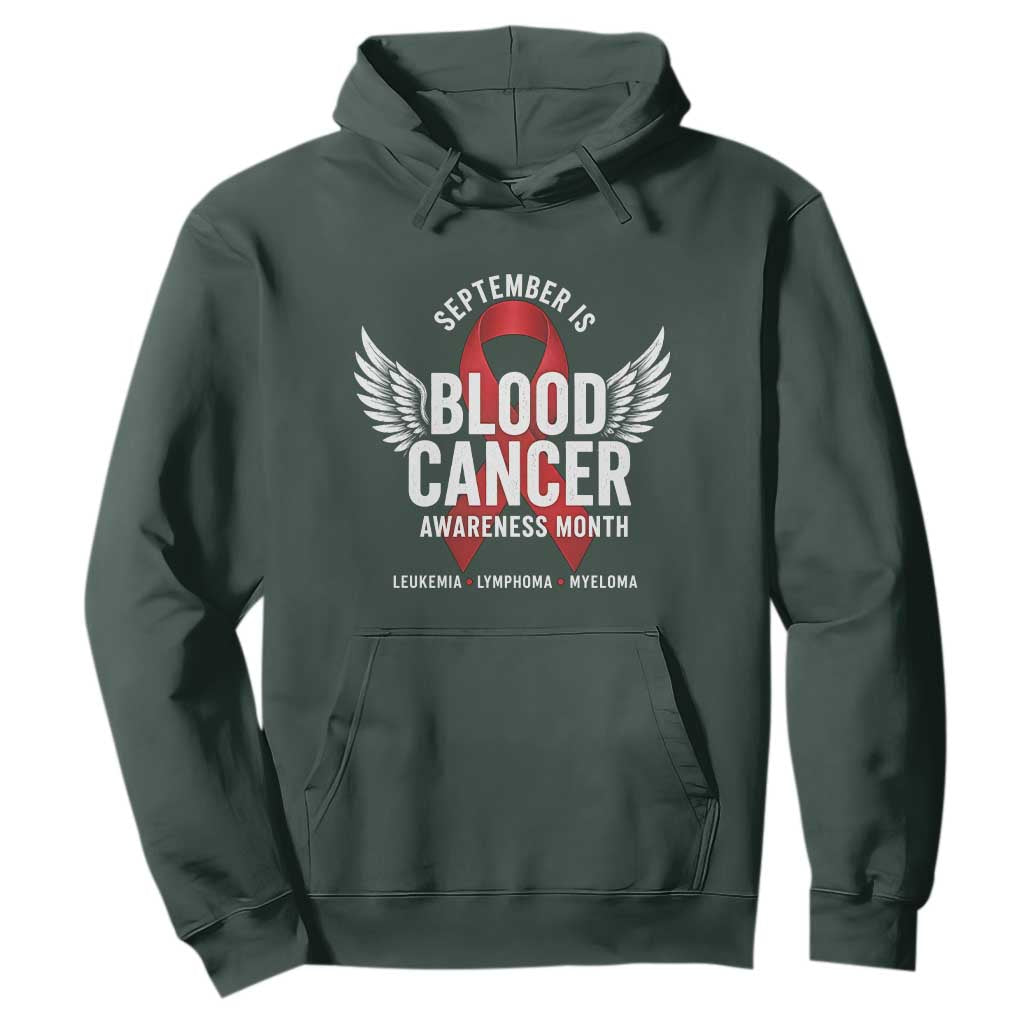 September Is Blood Cancer Support Month Hoodie Leukemia Lymphoma Myeloma Red Ribbon