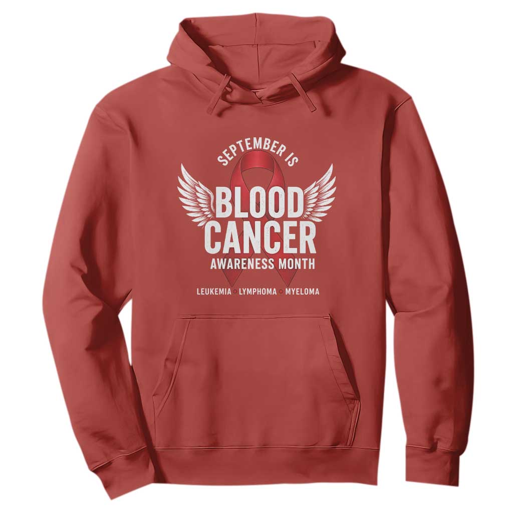 September Is Blood Cancer Support Month Hoodie Leukemia Lymphoma Myeloma Red Ribbon