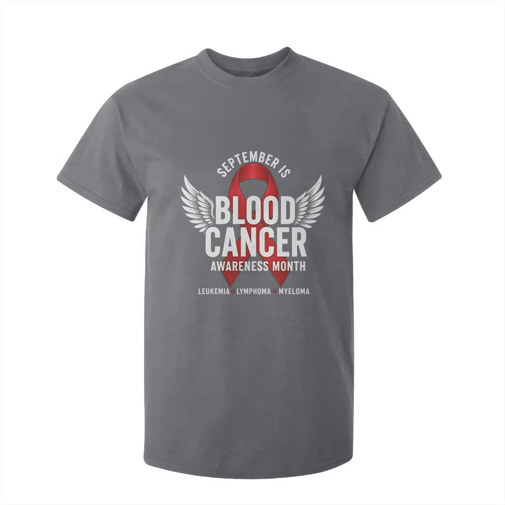 September Is Blood Cancer Support Month T Shirt For Kid Leukemia Lymphoma Myeloma Red Ribbon