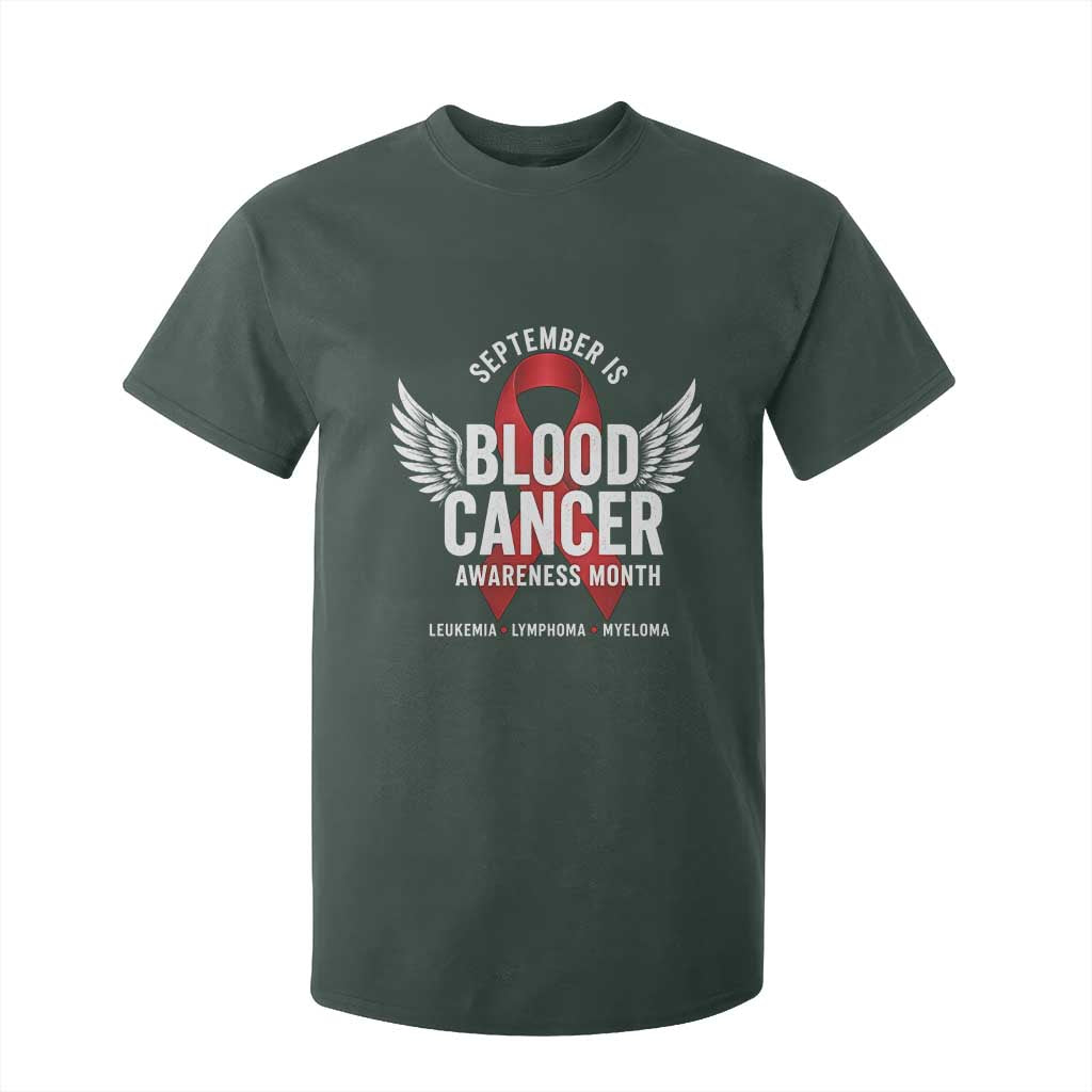 September Is Blood Cancer Support Month T Shirt For Kid Leukemia Lymphoma Myeloma Red Ribbon