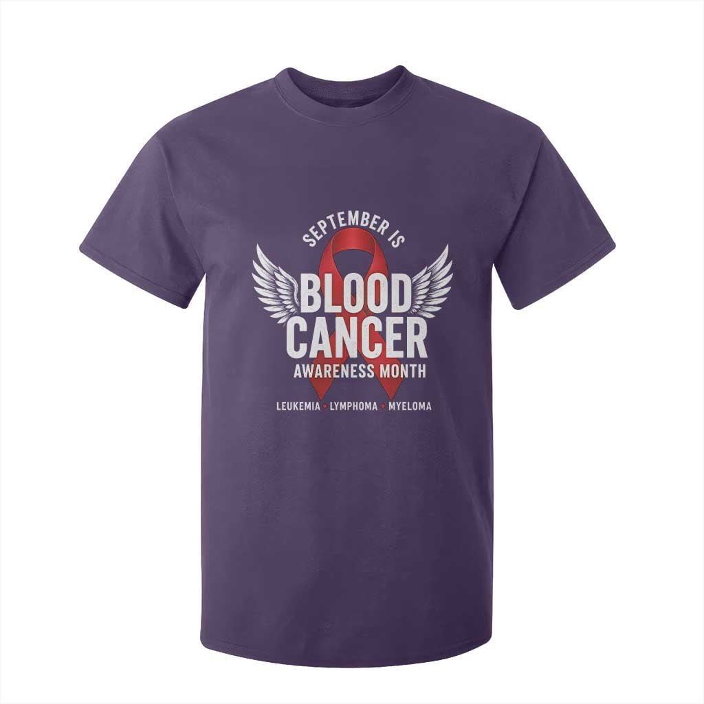 September Is Blood Cancer Support Month T Shirt For Kid Leukemia Lymphoma Myeloma Red Ribbon