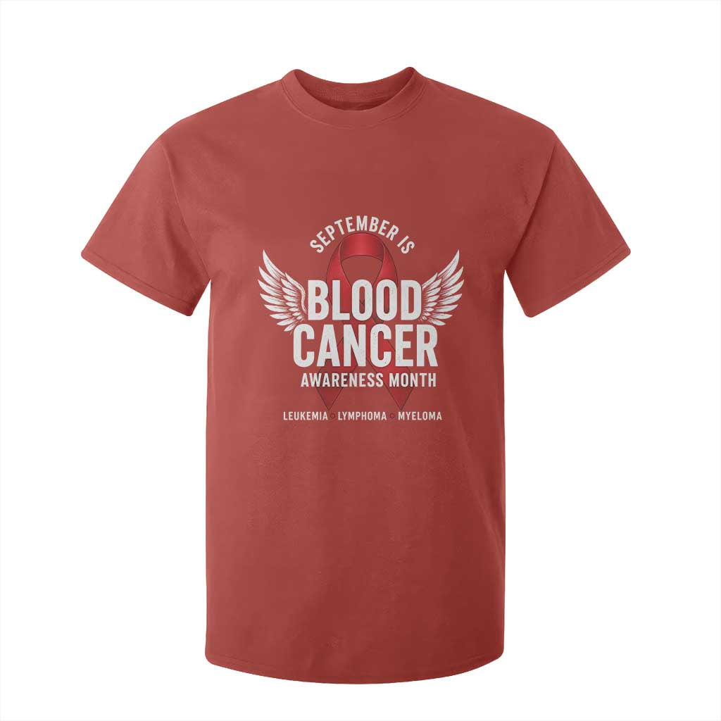 September Is Blood Cancer Support Month T Shirt For Kid Leukemia Lymphoma Myeloma Red Ribbon