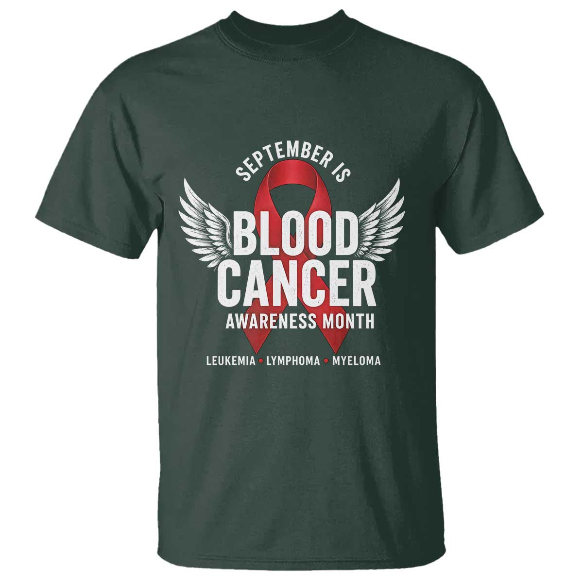 September Is Blood Cancer Support Month T Shirt Leukemia Lymphoma Myeloma Red Ribbon