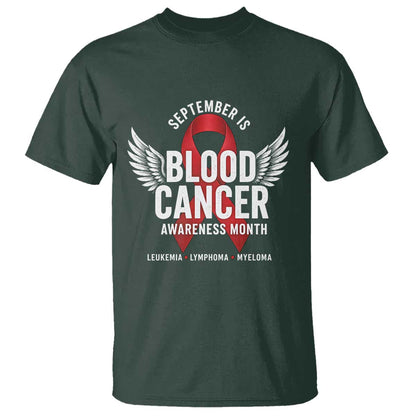 September Is Blood Cancer Support Month T Shirt Leukemia Lymphoma Myeloma Red Ribbon