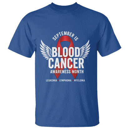 September Is Blood Cancer Support Month T Shirt Leukemia Lymphoma Myeloma Red Ribbon