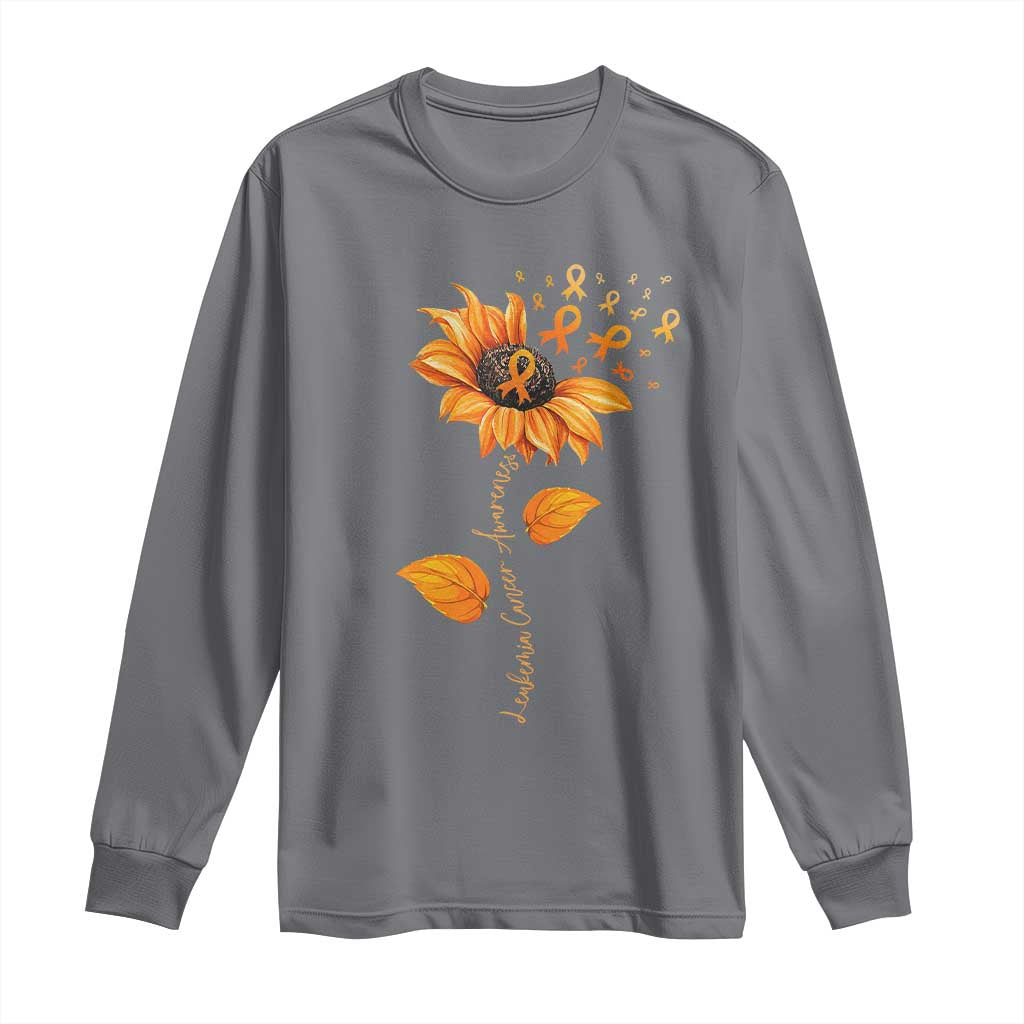 Leukemia Cancer Support Sunflower Orange Ribbon Long Sleeve Shirt